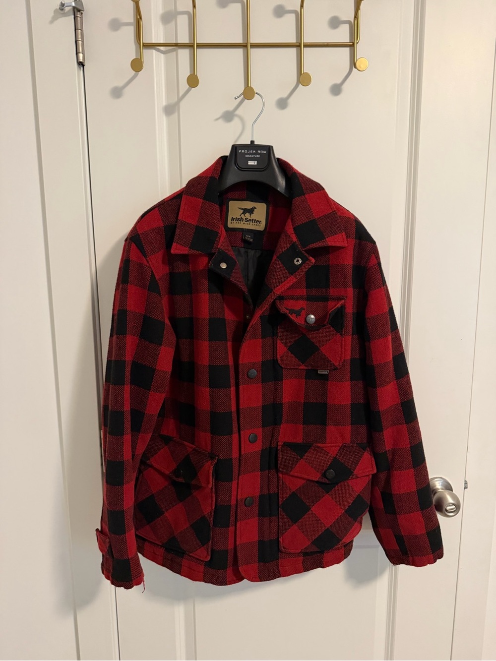 Irish Setter Red and Black Buffalo Plaid Quilted Field Jacket